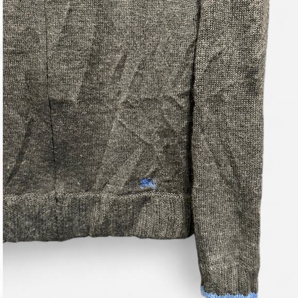 Burberry Black Label Wool Quarter Zip Sweater Plaid Panel Size Small - Picture 5 of 8